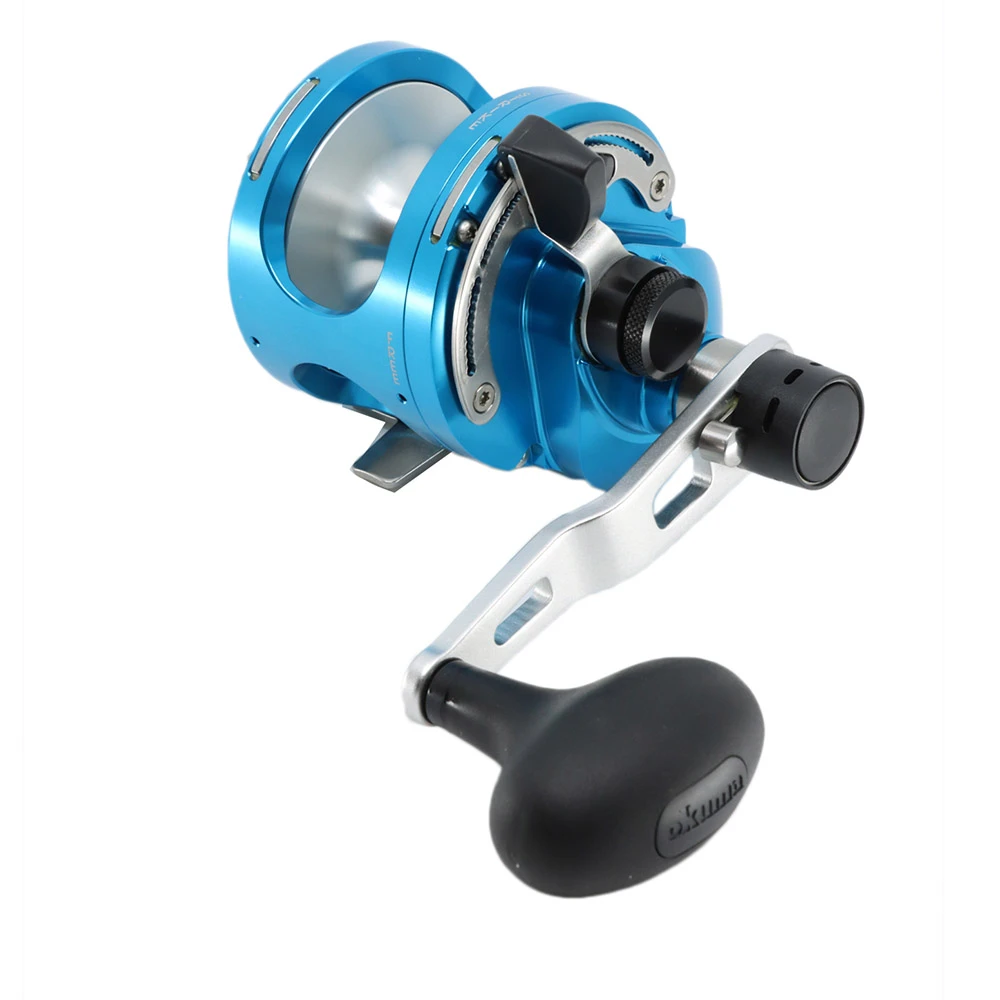 Okuma Cavalla 12 Narrow 2-Speed Lever Drag OH Boat Reel Blue - Image 4