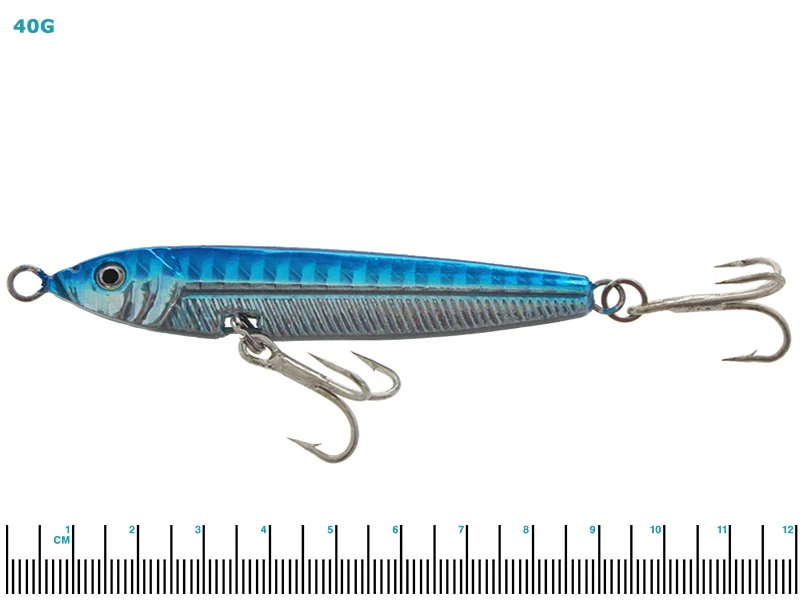 White Label Blue Silver Micro Jig With Twin Treble Hooks - Image 3