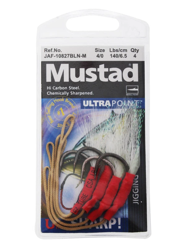 Mustad Jigging Assist Hooks With Flasher Attractant 4/0 Qty 4